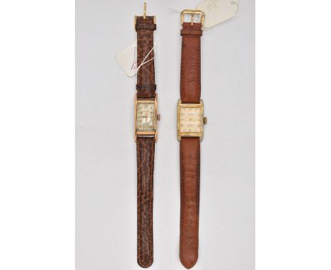 TWO WRISTWATCHES, the first a 'Benrus' manual wind watch, discoloured rectangular dial signed 'Benrus', Arabic numerals, subs