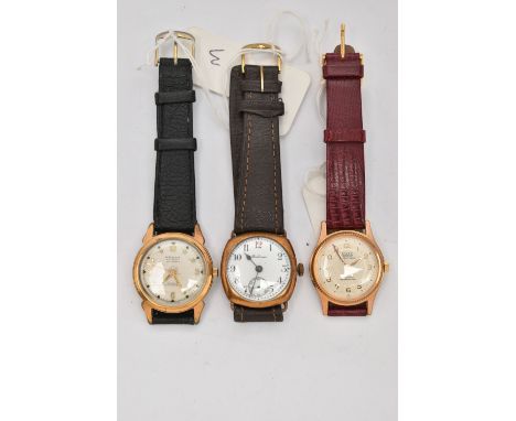 THREE GENTS WRISTWATCHES, to include a 'Pesag' automatic 25 jewels wristwatch, round silver dial Arabic numerals and star mar