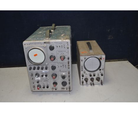 TWO VINTAGE OSCILLOSCOPES comprising of a Tektronix Type 547 (badged Yorkshire Television to front) and a Kikushi Model 555 (