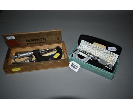 TWO BOXED MOORE &amp; WRIGHT MICROMETERS,  no.961B and 966B, together with a small quantity of other precision tools (2)