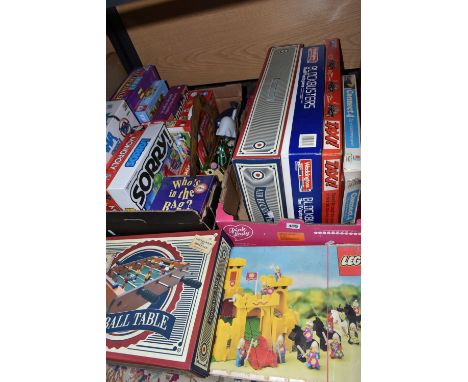 TWO BOXES OF VINTAGE BOARD GAMES AND LEGO, to include a boxed set of Lego 375 (box is damaged and play worn, pieces do not ap