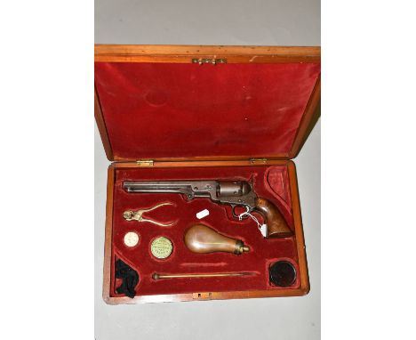 AN ANTIQUE .36'' NAVY COLT, bearing the London factory address, serial number 16904, it fails to hold in the cocked position 