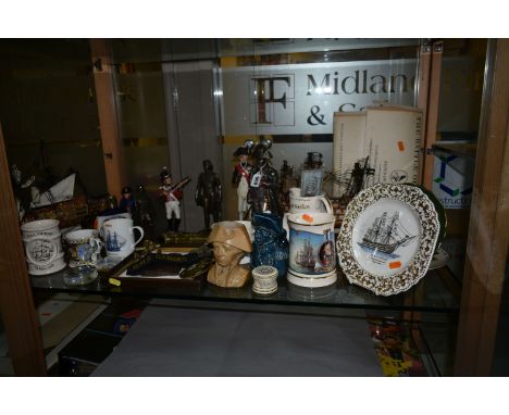 A COLLECTION OF LORD NELSON AND MARITIME MEMORABILIA, including a restored and cracked stoneware jug of Lord Nelson, double i