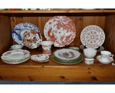 A COLLECTION OF ROYAL CROWN DERBY DINNER WARES, to include a Brittany A1229 cup and saucer, four hand painted plates decorate