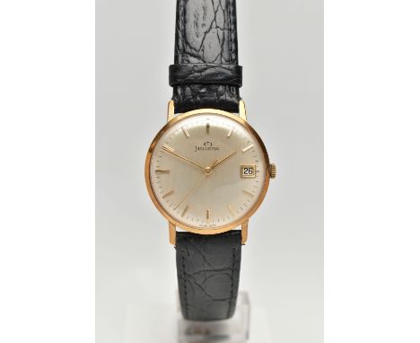 A GENTS 'HELVETIA' WRISTWATCH, manual wind, round silvered dial signed 'Helvetia', baton markers, gold hands, date window at 