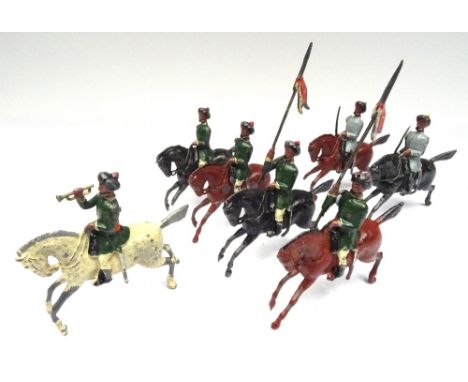 Britains set 66, 1st Bombay Lancers with Trumpeter (Condition Fair, two arms, one shoulder peg and one horse leg missing, som