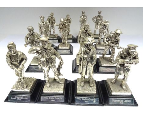 90mm scale Royal Hampshire Art Foundry Figurines of the Second World War Royal Navy, Military Police, RAF Squadron Leader, RA