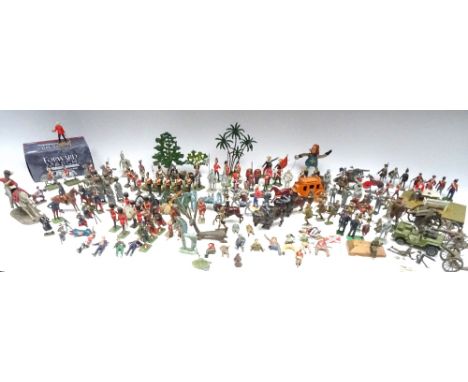 Miscellaneous toy and model soldiers, various subjects: Carman historical figures, Bison, Artillery, Jeep, French Foreign Leg