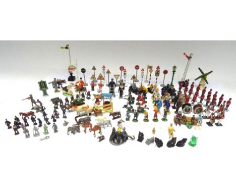 Smaller scale items, including Dinky Toy road signs and four 30mm scale Golfers (Condition Good-Fair, some damaged) (164 appr