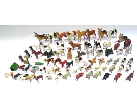 Various Dogs in various scales with a puppy, kennel and two signs 'beware of the dog' (Condition Good-Fair, four unpainted ca