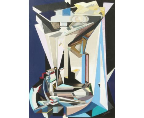 Arwa Seifeddine (20th century) Lebanese, Surreal abstract construction, watercolour and gouache, signed and dated '1986', 18"