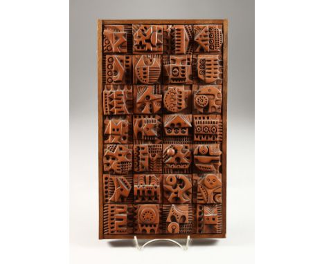 Ron Hitchins (1926-2019) British, framed ceramic tiles, ceramic sculpture, 14.5 x 8.5".