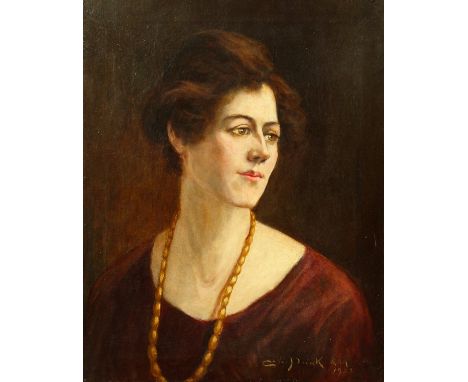 Henry Childe Pocock (1854-1934) British, A bust length portrait of a Lady in a necklace, oil on canvas, signed and dated '192