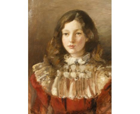 H. Ketchley (19th/20th century), A bust-length portrait of a girl in a fur shawl, oil on canvas, 24" x 28".