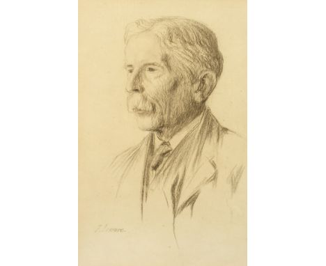 F. Lessore (19th/20th century), A portrait of James Bonar, charcoal, signed and bearing label verso, 18" x 12".