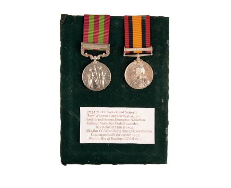 CAMPAIGN PAIR TO CORPORAL T CRADOCK SEAFORTH HIGHLANDERS  who was severely wounded at the Battle of Magersfontein.  IGS Relie