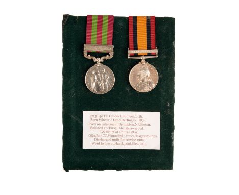 CAMPAIGN PAIR TO CORPORAL T CRADOCK SEAFORTH HIGHLANDERS  who was severely wounded at the Battle of Magersfontein.  IGS Relie