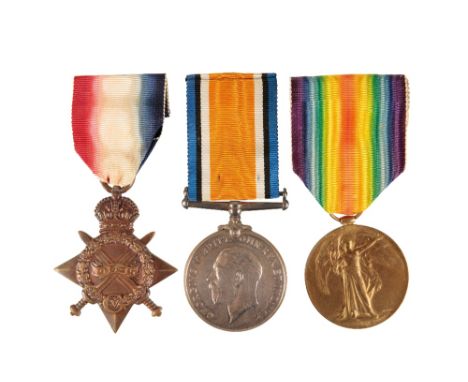1914/15 TRIO TO 7-1371 PTE J SCARLETT DURH L I, Correctly impressed, Condition NEF.  James Scarlett was born in Bandon near S