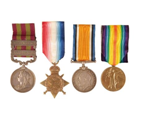 SCARCE INDIAN GENERAL SERVICE MEDAL &amp; 1914 STAR TRIO GROUP TO CAPTAIN W GIBSON - 2nd Durham Light Infantry Indian General