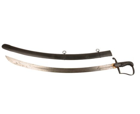 1796 PATTERN LIGHT CAVALRY OFFICERS SWORD with skin reeded grip and metal hilt, in original metal scabbard, 27cm long