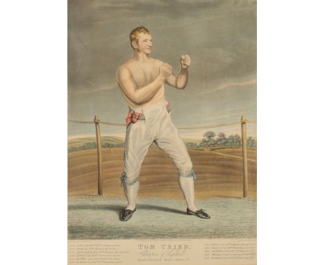 BOXING INTEREST: GEORGE HUNT AFTER JOHN JACKSON (1778-1831) 'Tom Cribb - Champion of England' hand-coloured aquatint, the ima