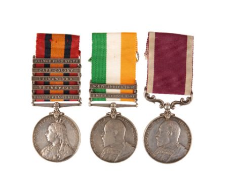 A BOER WAR AND LSGC GROUP TO SERGEANT THOMPSON DLI  Queens South Africa Medal - 4484 SGT J Thompson Durham Lt Infy  Bars, Rel