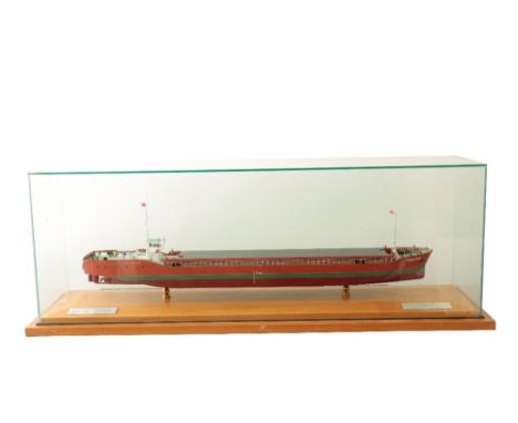 METAL SCALE MODEL OF A CARGO SHIP "Turbulence" built in 1983 for Crescent Shipping by Cochrane Ship Builders Ltd, in a perspe