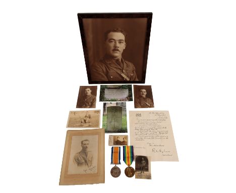 A CASUALTY GREAT WAR PAIR TO LIEUTENANT MITCHELSON SOUTH LANCASHIRE REGIMENT  Correctly impressed 2. Lieutenant G S Mitchelso