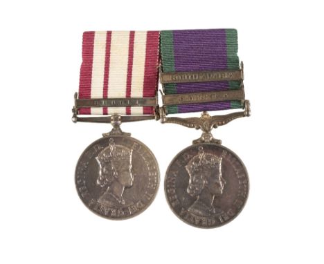 A NGSM BRUNEI &amp; TWO BAR CSM TO A ROYAL MARINE  Pair is correctly impressed R.M.19929 C. Davies. MNE.RM.  Swing mounted as