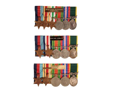 THREE WW2 ROYAL ARTILLERY TERRITORIAL GROUPS  6009462 Gunner W G Woodcock Royal Artillery  The group consists of 1939/45 Star