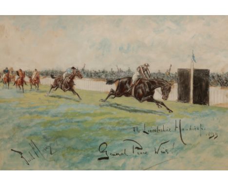 GEORGE FINCH MASON (1850-1915) 'The Lincolnshire Handicap, 1899 - General Peace Wins!' signed lower left, titled lower right,