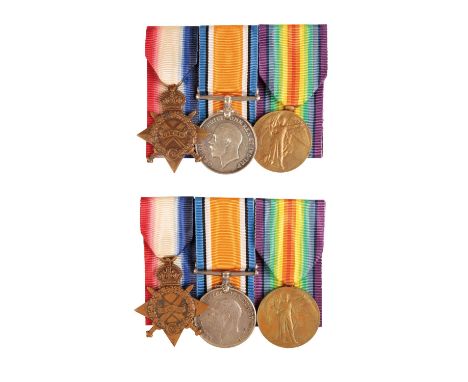 TWO 1914/15 TRIOS TO BROTHERS, LANCASHIRE FUSILIERS AND SOUTH LANCASHIRE REGIMENT  The younger brother had joined up aged 15 