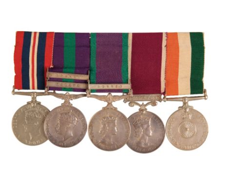 A CAMPAIGN GROUP TO A LIEUTENANT IN THE GURKHAS  War Medal  GSM Malaya / Brunei 21132438 RFN Minbadhadur Gurung 2 GR ( clasps