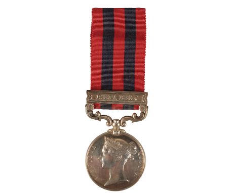 INDIAN GENERAL SERVICE MEDAL TO 1348 PTE W BRIDLE HAMPSHIRE REGIMENT  Medal and clasp confirmed on the roll, which notes that
