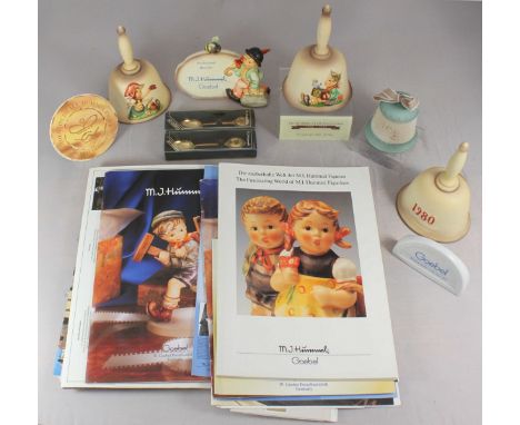 SECTION 29.  A collection of Goebel Hummel items including porcelain retailer's signs, spoons, four annual bells, magazines, 