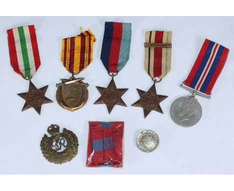 A WW2 medal group of 1939-45 star, War medal, Italy star and Africa star with 8th Army clasp, together with Royal Engineers c