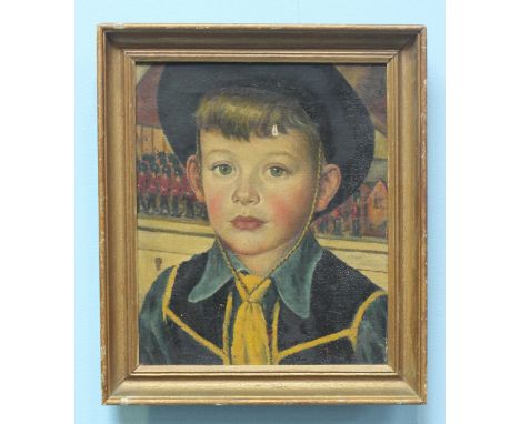 Attributed to Peggy Rogers, formerly Peggy Fitzgerald (fl.1930-1940) 'Cowboy And Soldiers' portrait study of artists son, uns