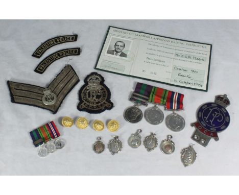 A WW2 War Medal, Defence Medal and General Service Medal with 2 bars for Palestine and Palestine 1945-48 to 1578 B/ Const E.G