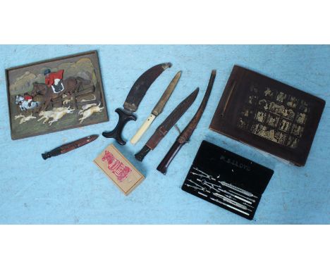 Various collectables including a House Martin Staunton pattern chess set, (complete), cased technical drawing set, five middl