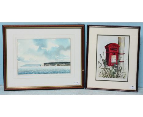 Peter Jones.  A sailing regatta off the Isle of Wight, signed, watercolour, 22x32cm, together with a colour print after Janet