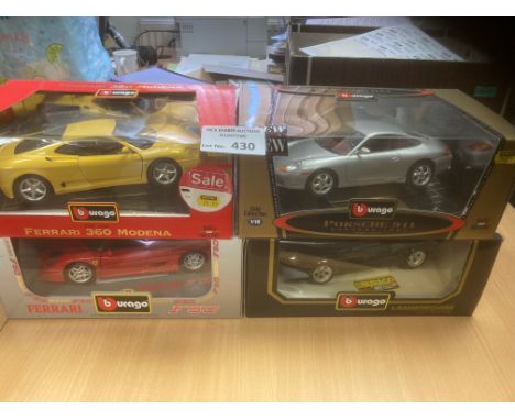 Diecast : 1:18 scale burage boxed models in Ferrari, Porsche  - decent condition