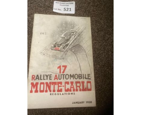 Motor Racing : Monte Carlo - 17th Rally Automobile programme Jan 1938 - programme/regulations 60 pages - great condition
