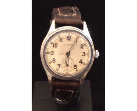A WW2 era Timor military wristwatch, broad arrow marked to the case cover, plus A.T.P (Army Trade Pattern), and the serial nu