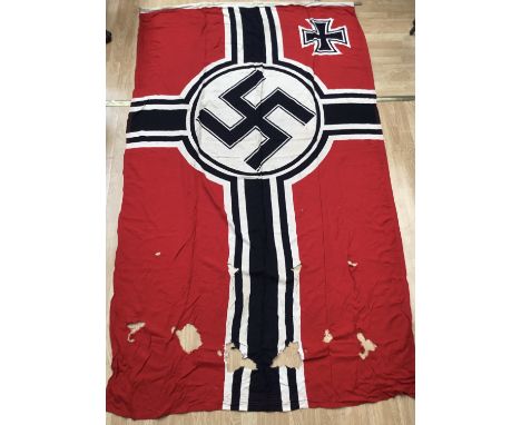 2 WW2 German Kriegsmarine flags, by repute taken from the German Cruiser Prinz Eugen in May 1945 in Copenhagen. The larger ex
