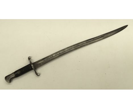 An 1856/58 pattern Enfield sword bayonet, with Manchester Regiment / Grenadier Guards interest. Chequered leather grips, with