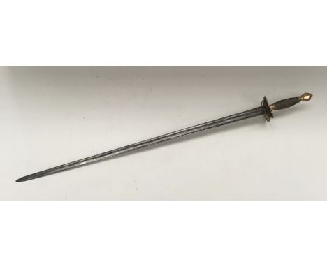 A 1796 pattern infantry officers sword (AF). Gilt brass fold down guard, wooden grip with wire binding, and gilt brass pommel