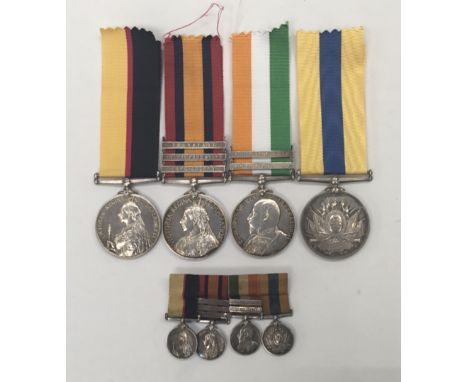 Full size late 19th century Sudan / Boer War medal group, plus matching miniature medal group. Awarded to Major, later Lt Col