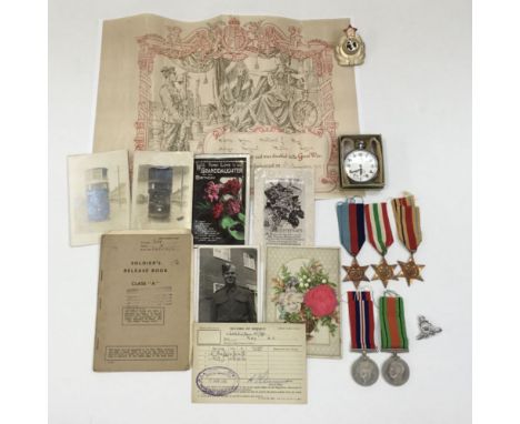 A selection of British WW2 medals and documents and items relating to 6468476 W/Sgt Herbert Edward Ray. Sgt Ray served with t