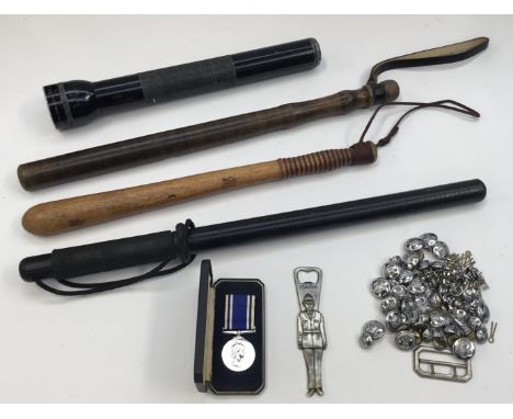 A selection of mid 20th century Staffordshire County Police memorabilia. To include: a felt covered helmet, with a Staffordsh