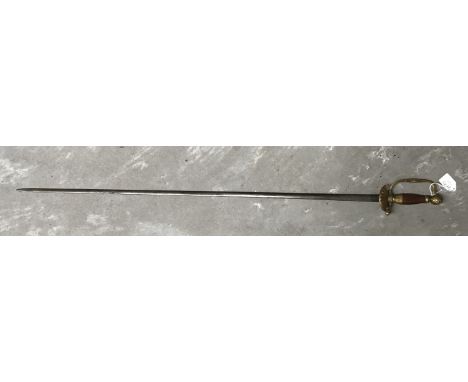 Late 18th Century European Court Sword, Decretive Brass hilt &amp; guard with Oak grip. Thin 32&rdquo; blade (some pitting, n